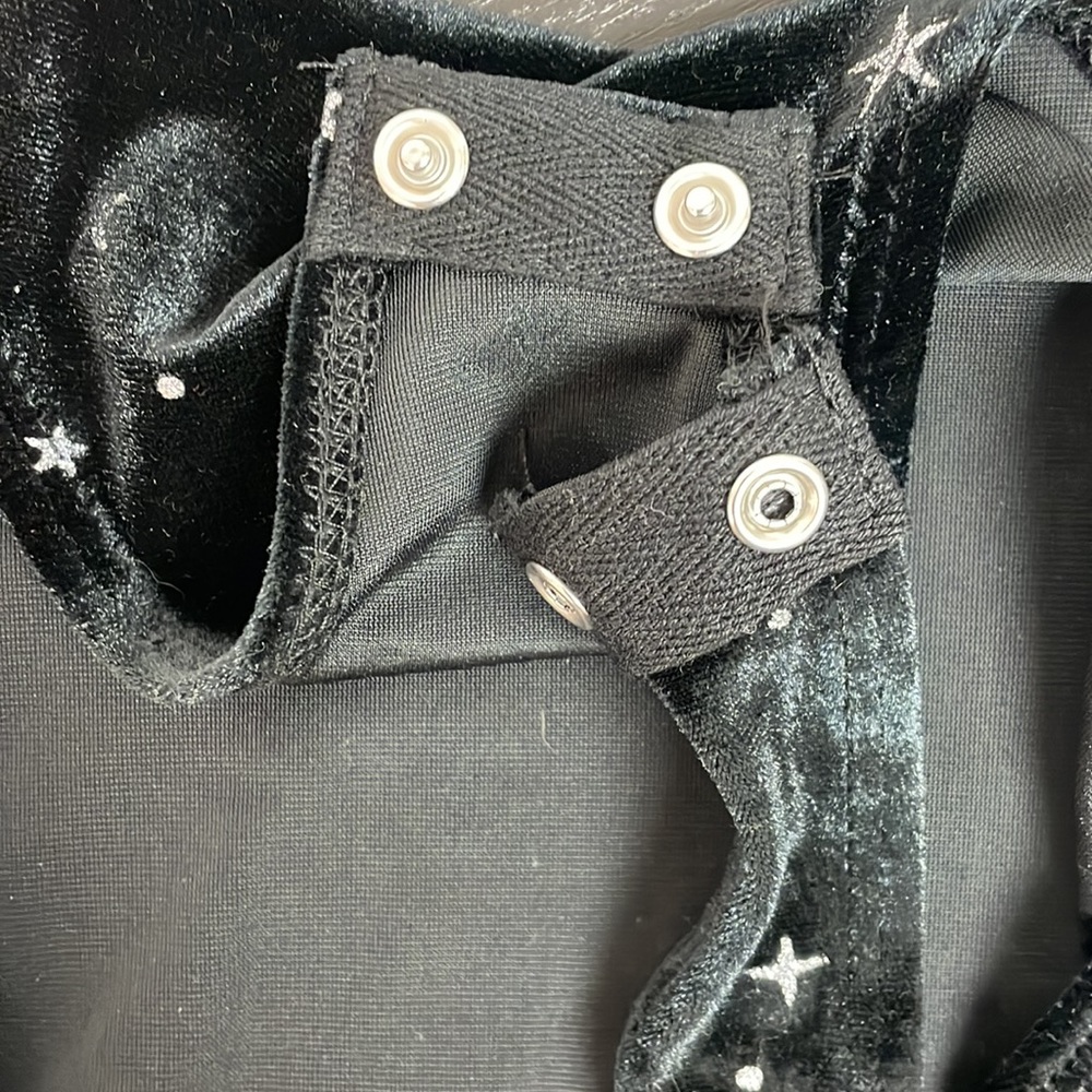 Women’s Black&Silver Galaxy Long Sleeve Velvet Open Back Bodysuit- Wild Fable - Picture 6 of 6